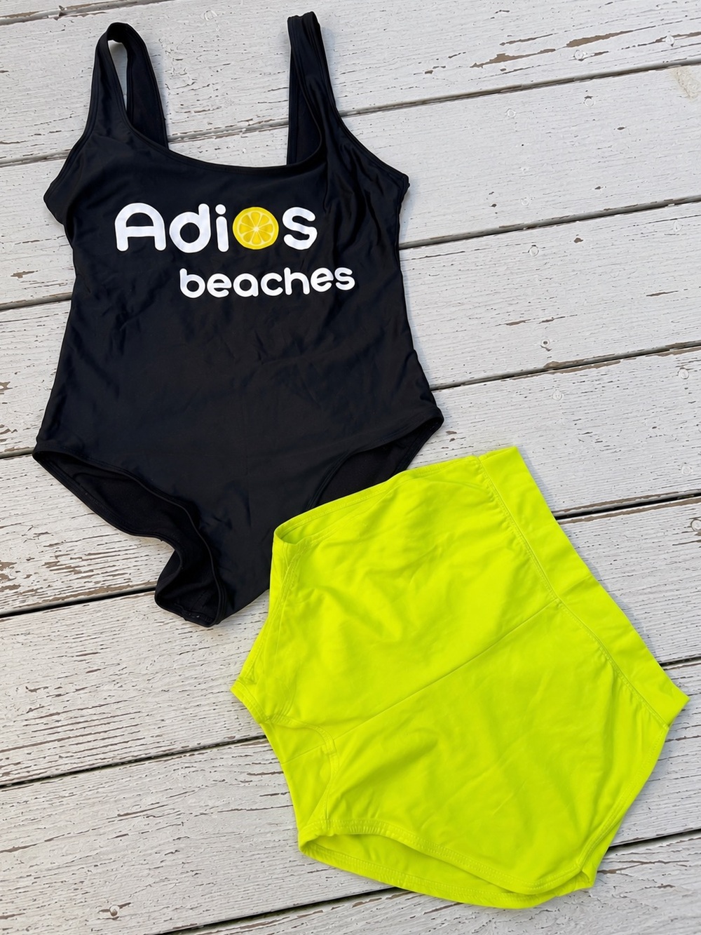 Adios Beaches Swim Set 🌴 Cute Bathing Suit | Graphic Print | Teen | Women Black